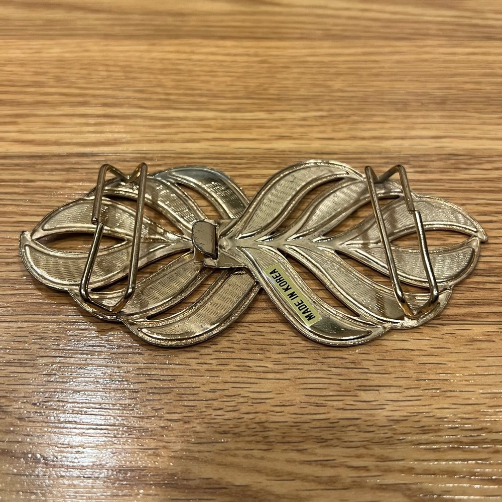 Vintage enamel Metal Gold tone gray & mustard Statement‎ Belt Buckle - Picture 2 of 8